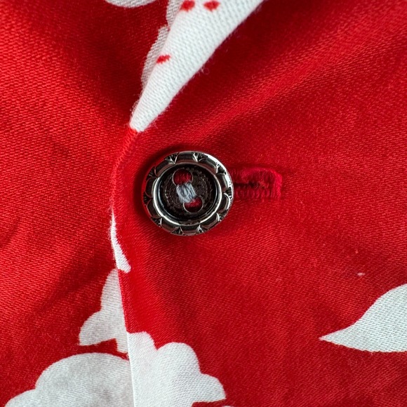 Vintage 60s Hawaiian Shirt Mens Medium 22x29 Red Cotton Aloha Floral - Picture 3 of 12